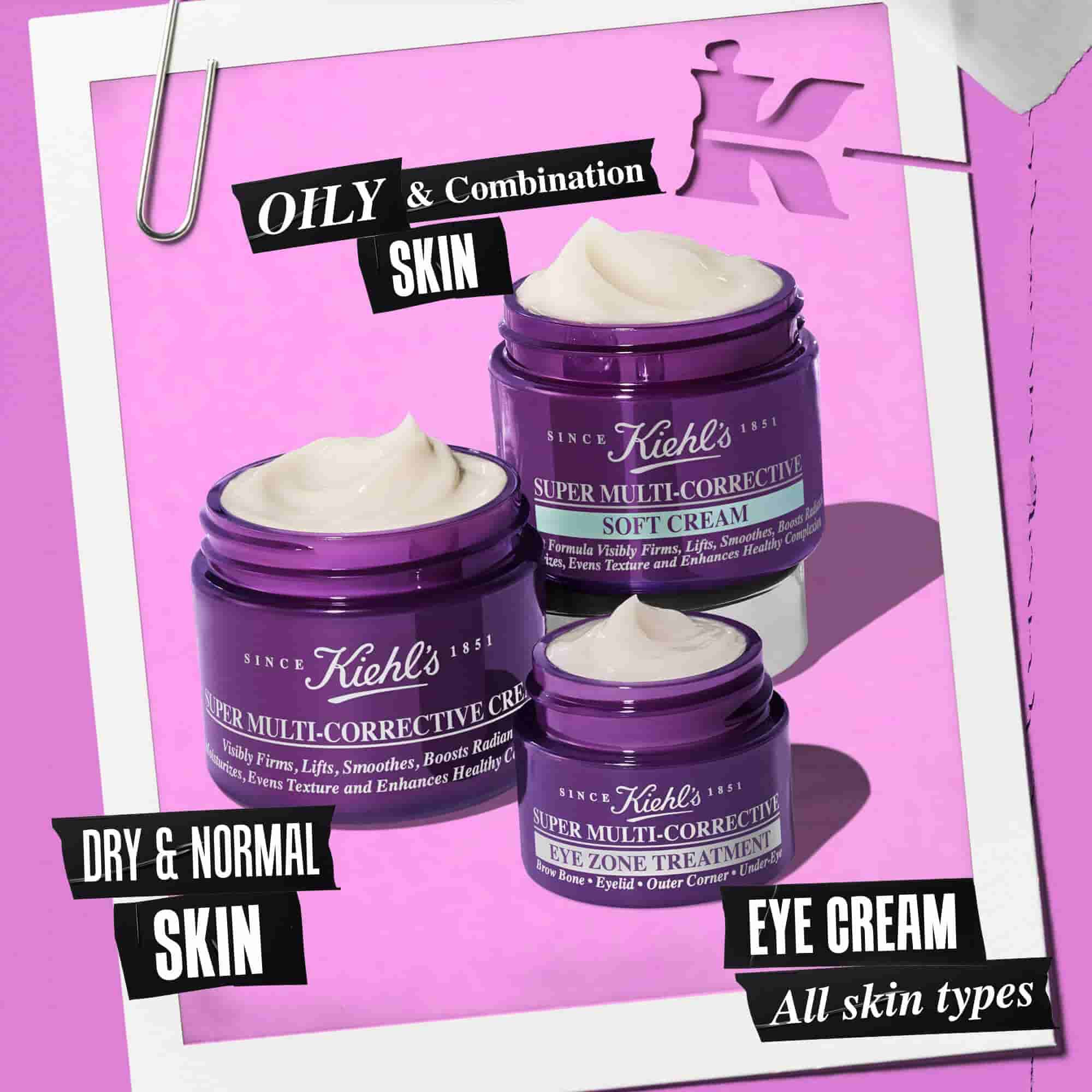 3 otvorene nadobky produktov radu Super Multi-Corrective – Cream, Soft Cream, Eye Zone Treatment