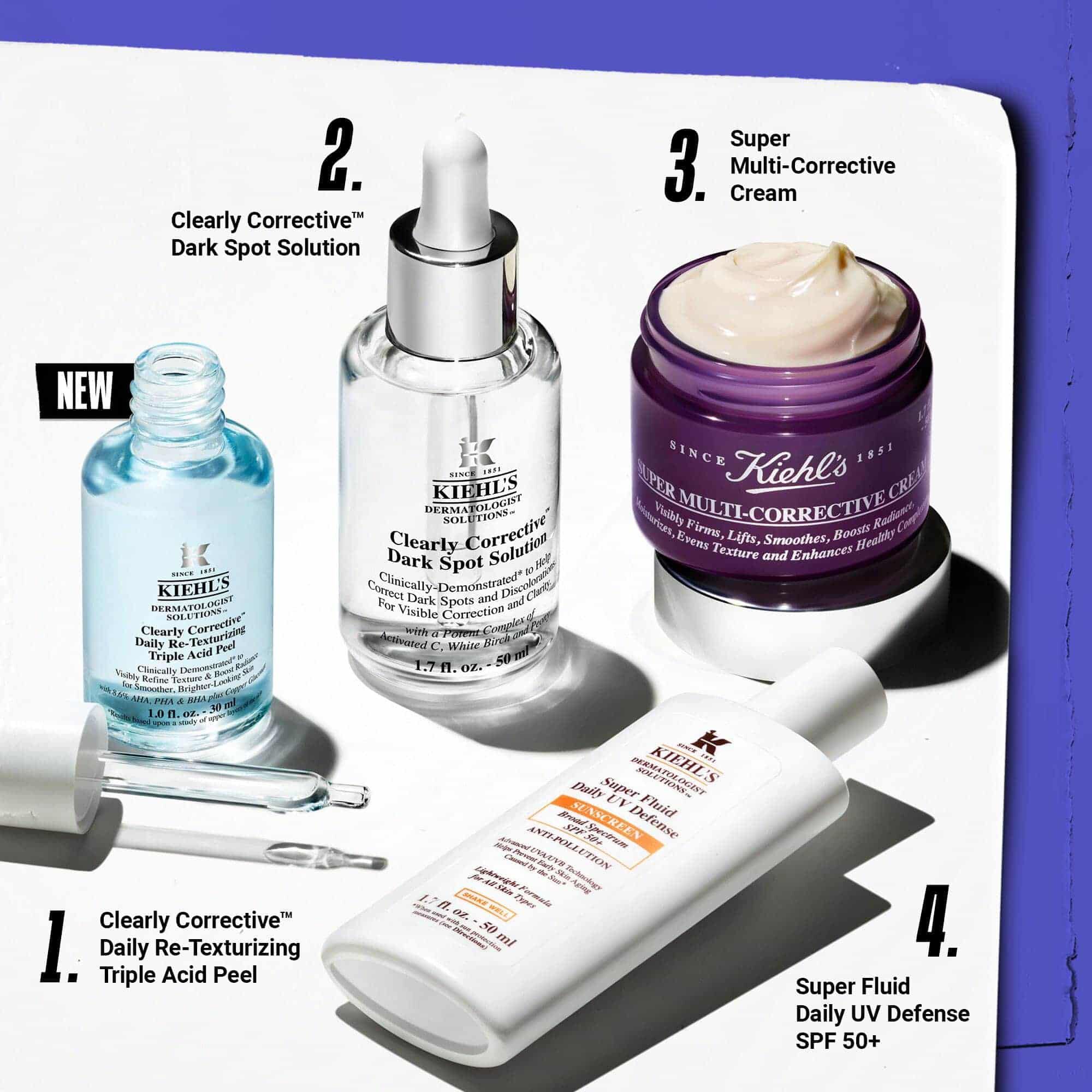 Štvorkrokova rutina starostlivosti o pleť s Clearly Corrective Dark Spot Solution.