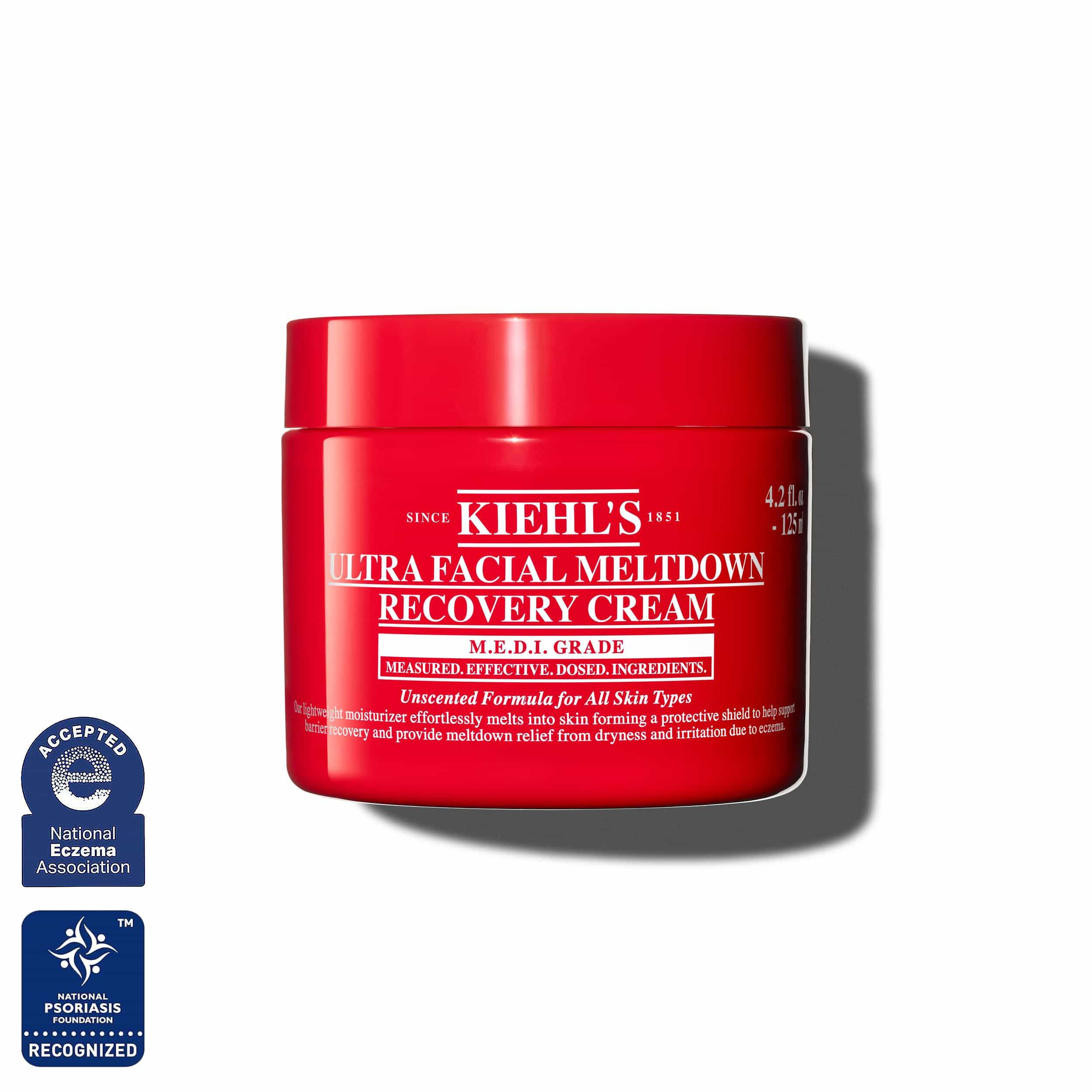 Červena nadobka kremu Kiehl’s Ultra Facial Meltdown Recovery Cream Whip, veľkosť 125 ml.