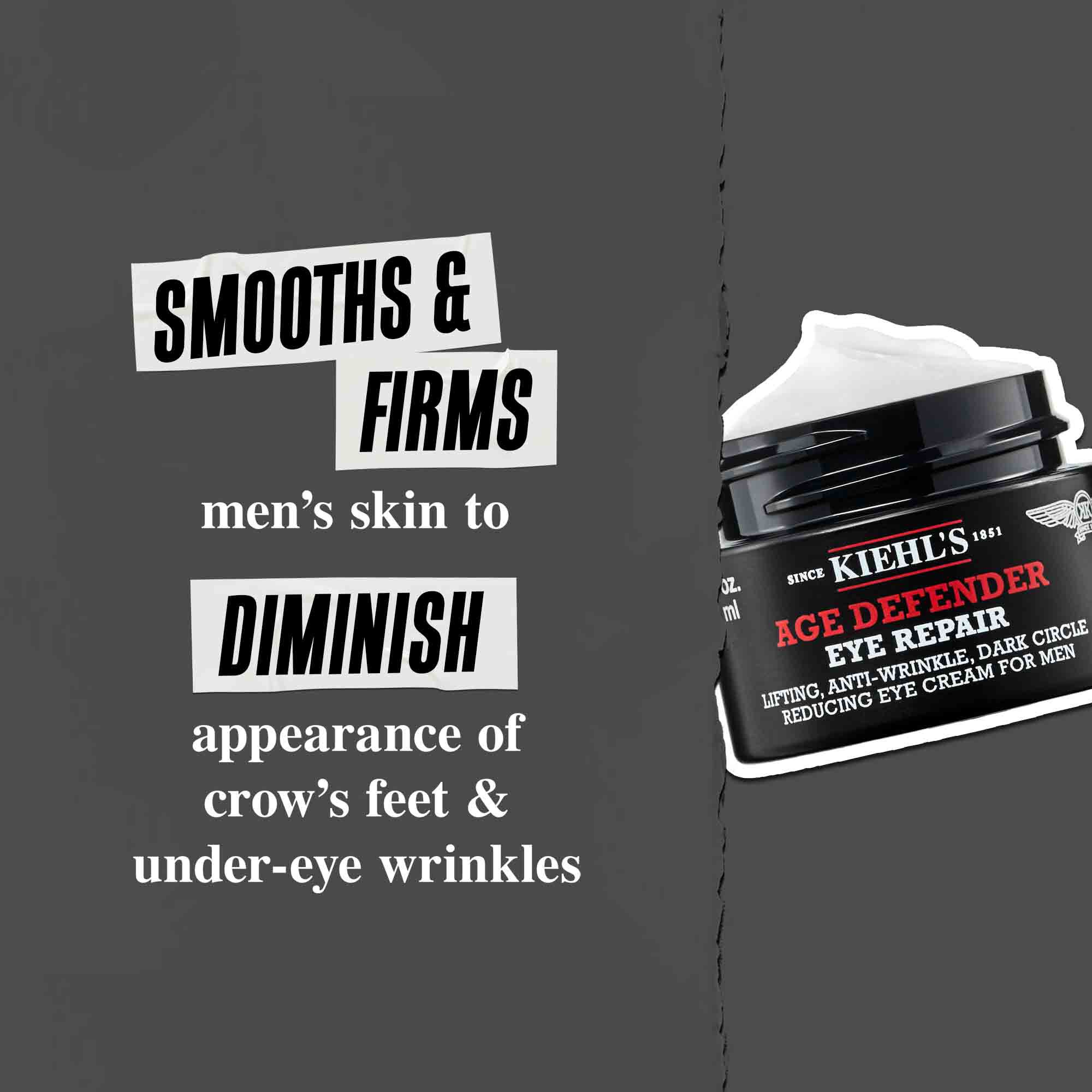 Age Defender Eye Repair: Vyhlazuje a spevňuje mužsku pleť, čim zmierňuje vyskyt vejarikovitych vrasok a vrasok pod očami.