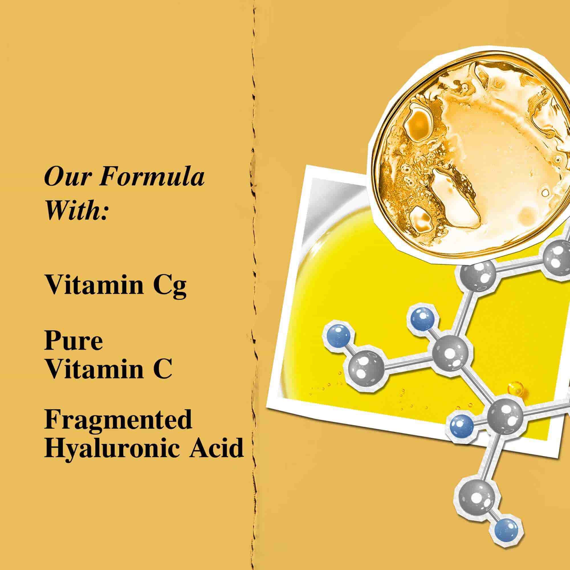 Grafika kľučovych zložiek: vitamin Cg, fragmentovana kyselina hyaluronova.