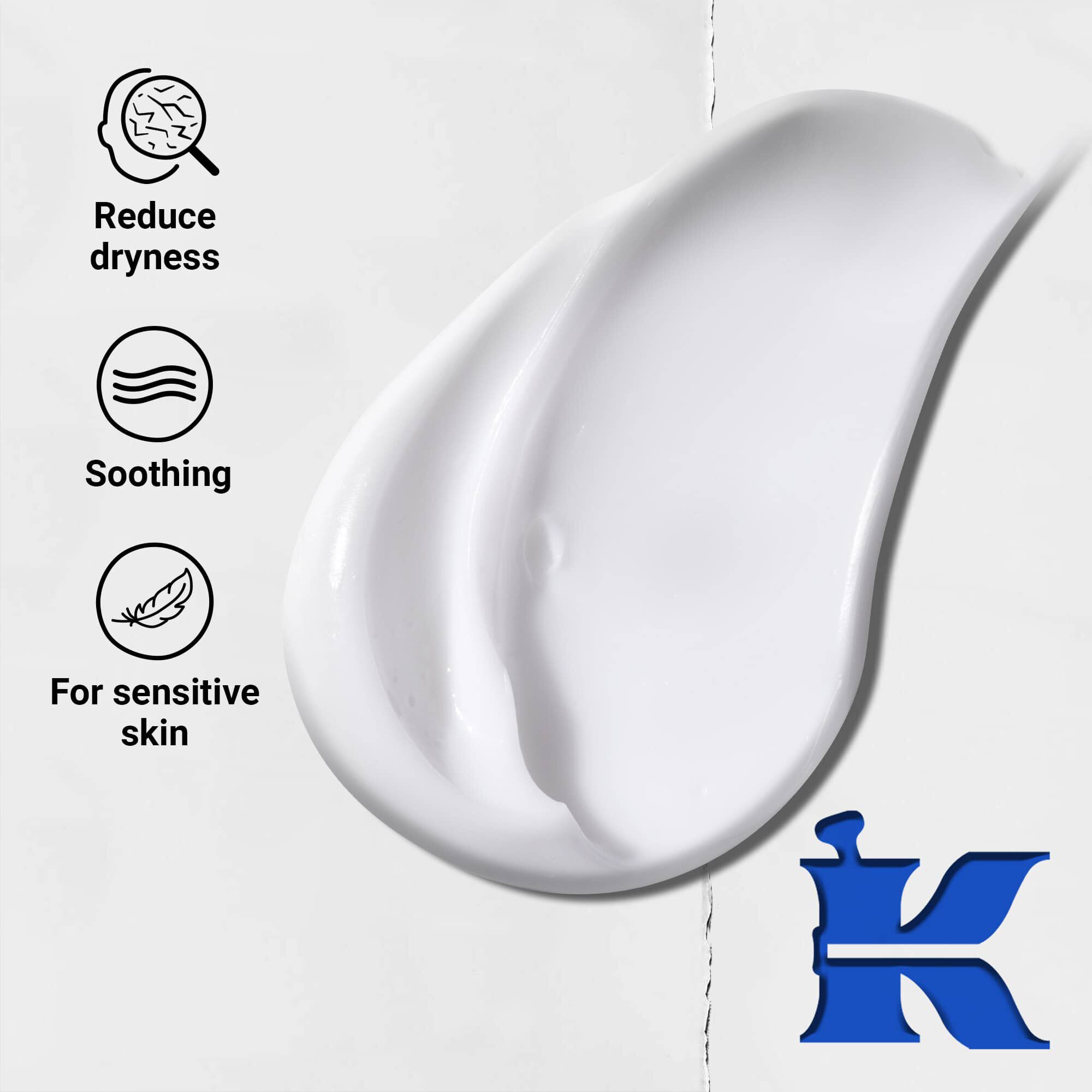 Fotografia textury s ikonami: redukuje vysušenie, upokojuje a je určeny pre citlivu pokožku