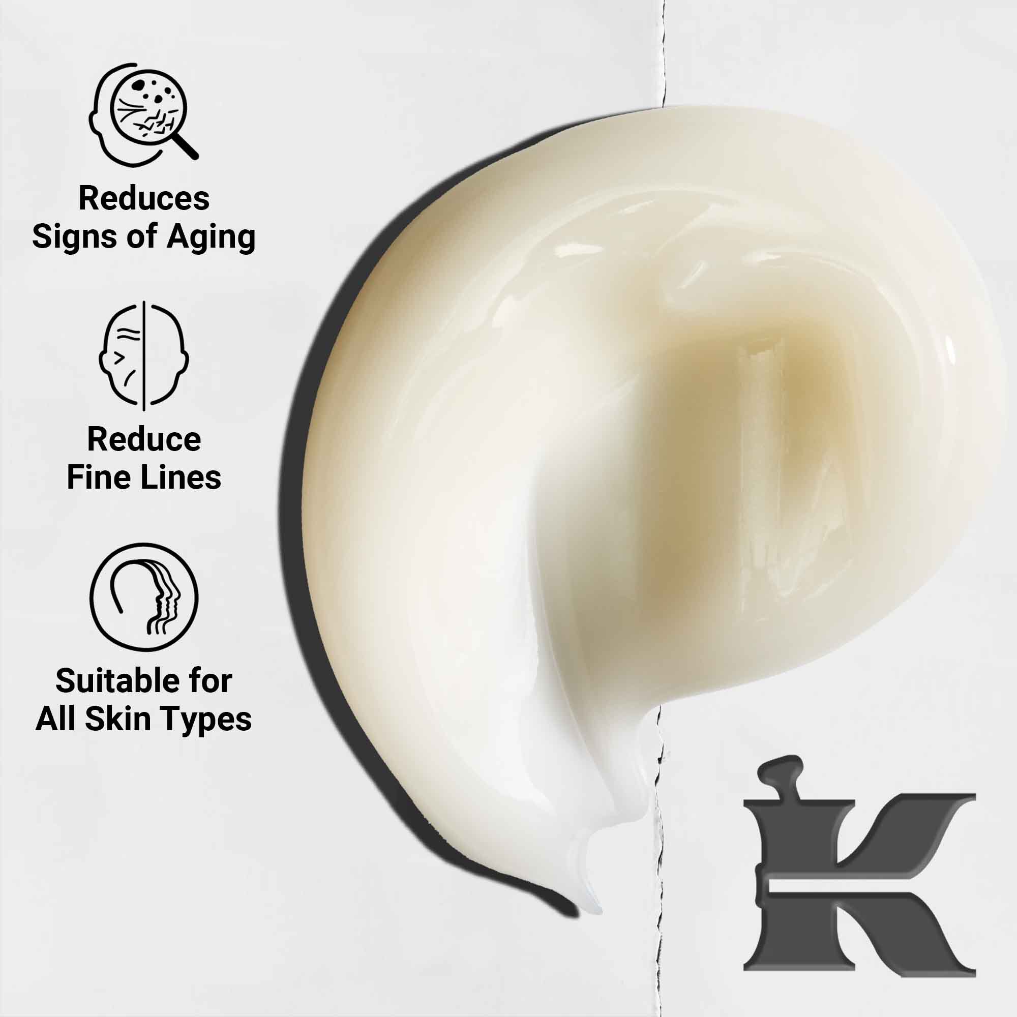 Detail textury sera Age Defender Power Serum; ľahke zloženie, redukuje znamky starnutia a jemne linie, vhodny pre všetky typy pleti.