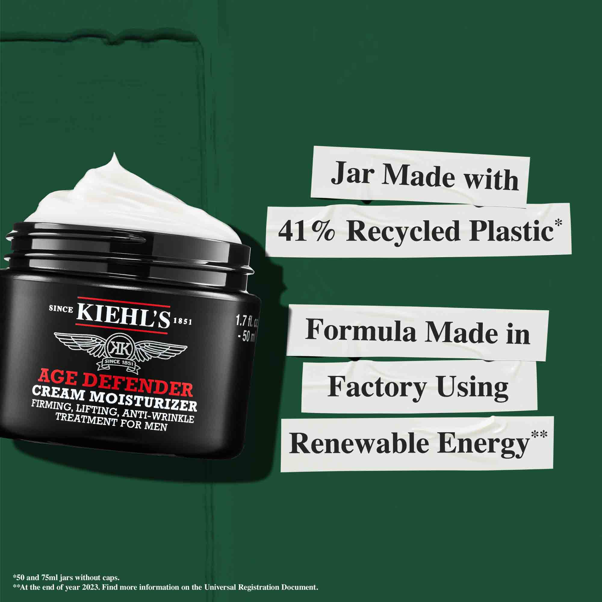 Nadobka Age Defender vyrobena zo 41 % z recyklovaneho plastu; zloženie vyrobene v tovarni využivajucej obnoviteľnu energiu.