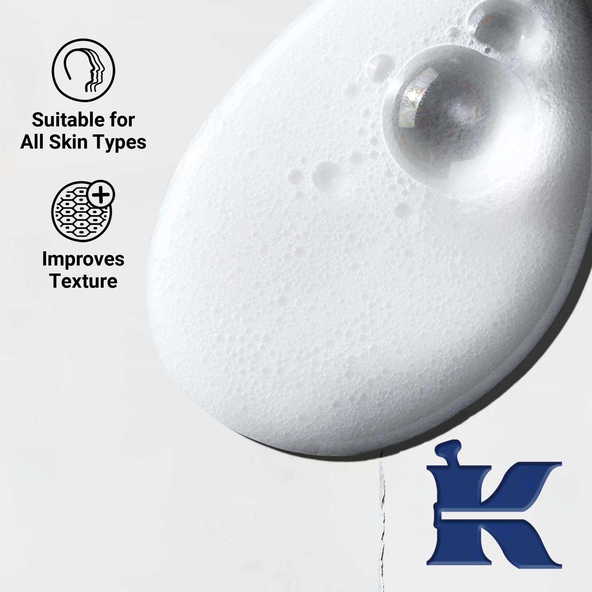 Detail textury Body Fuel; kremove, hydratačne zloženie pre pokožku, vlasy a vlasovu pokožku.