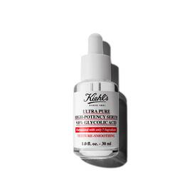 30 ml fľaštička Kiehl's Ultra Pure 9.8% Glycolic Acid Serum na bielom pozadi.