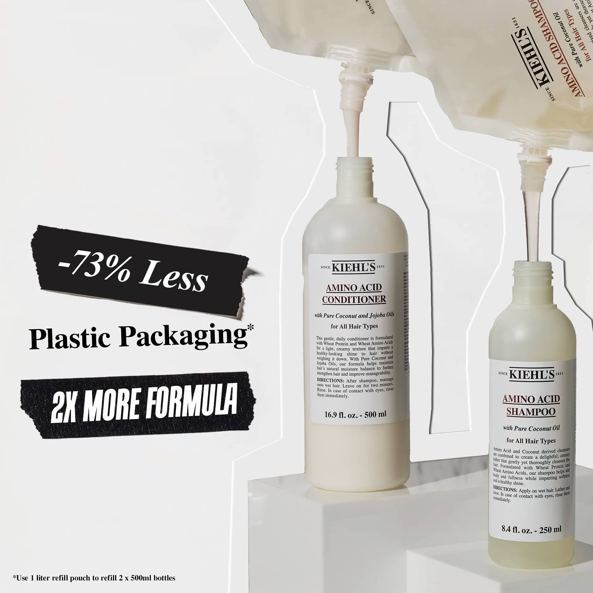 O 73 % menej plastoveho obalu a 2x viac umeleho dojčenskeho dojčenstva s naplňou Kiehl's Aminoacid Conditioner