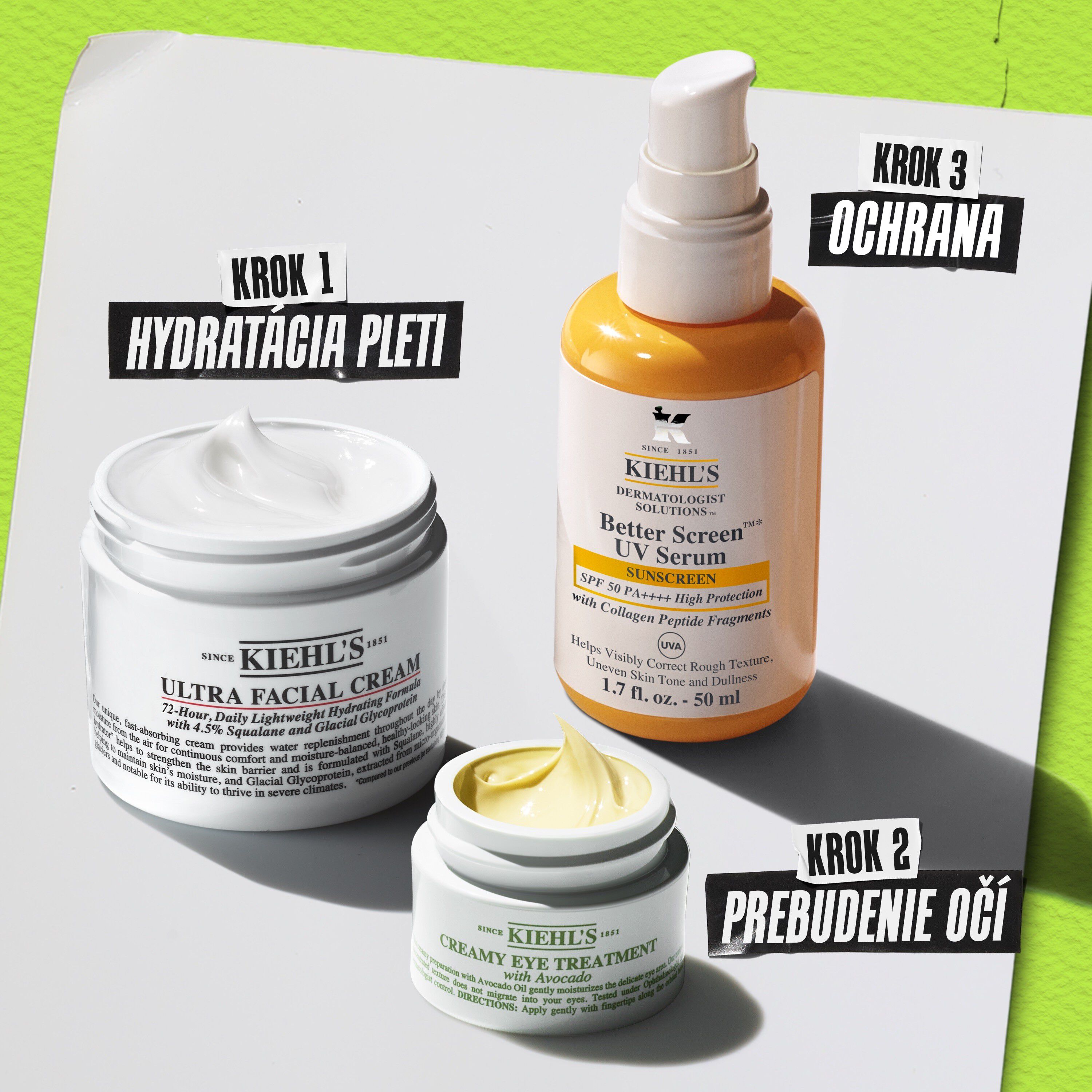 Rutina Kiehl's Creamy Eye Treatment with Avocado – 1. krok čistenie, 2. krok starostlivosť, 3. krok hydratacia